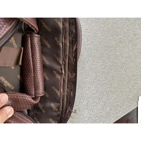 THE‎ CLOWNFISH Brown leather Laptop Messenger Bag Shoulder Hand Bag. - Picture 8 of 8